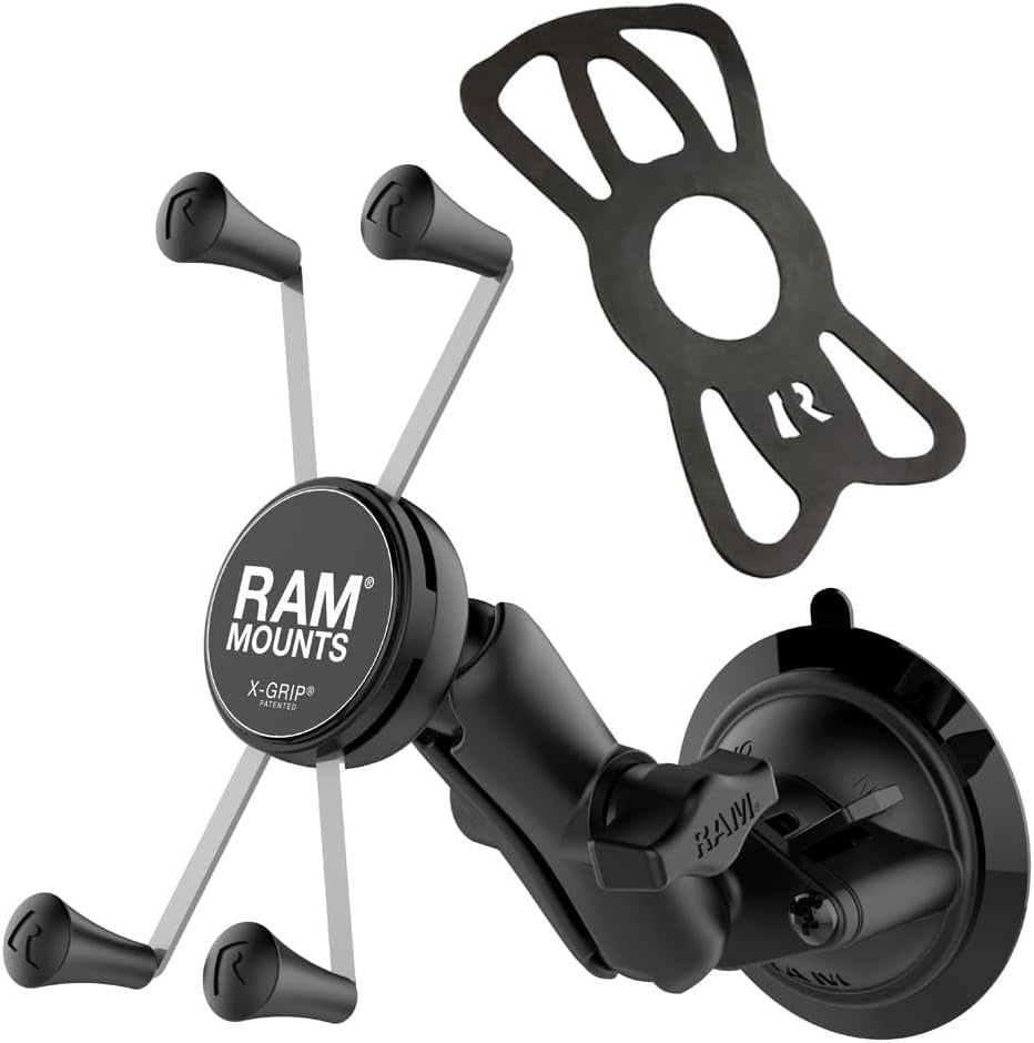 X-Grip Large Phone Mount with RAM Twist-Lock Suction Cup Base and Medium Arm for Vehicle Windshields, Model RAM-B-166-UN10U