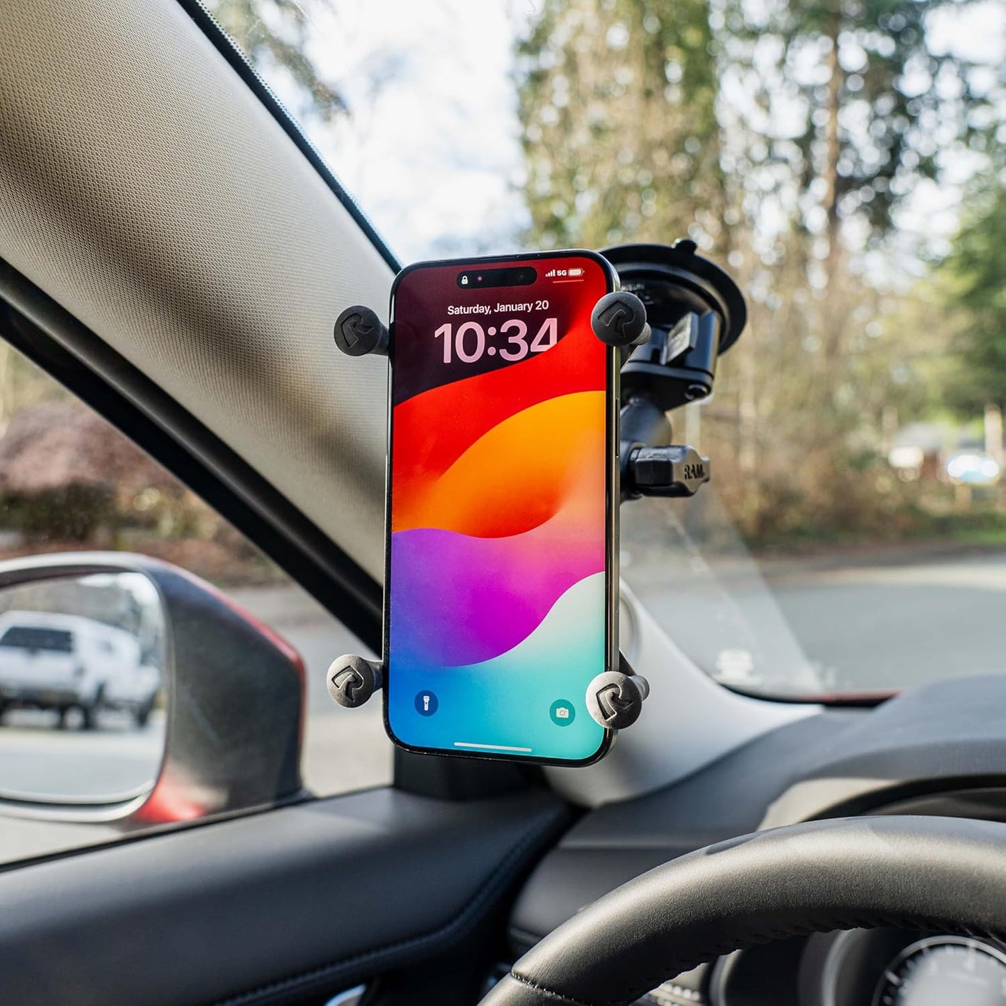 X-Grip Large Phone Mount with RAM Twist-Lock Suction Cup Base and Medium Arm for Vehicle Windshields, Model RAM-B-166-UN10U