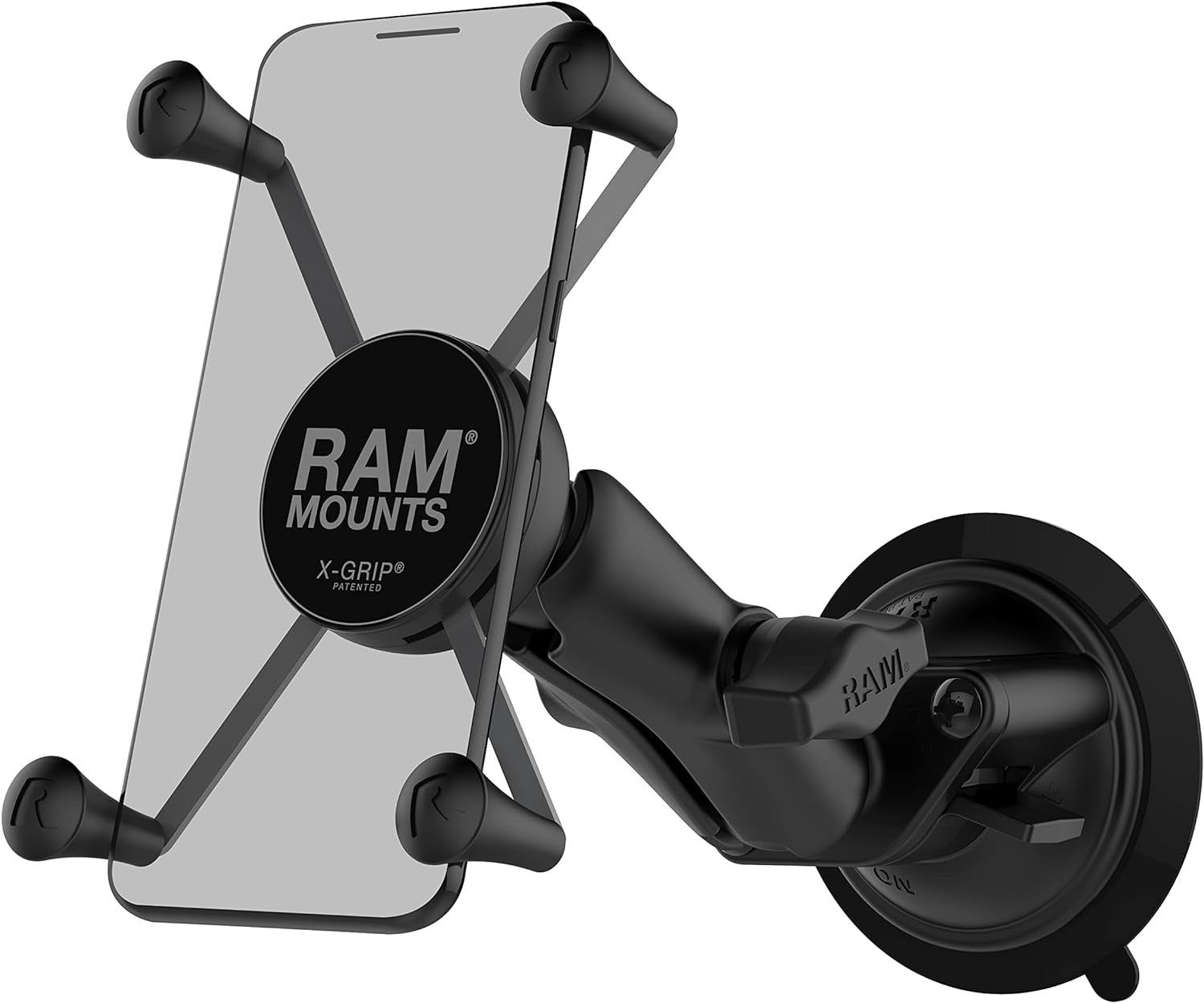 X-Grip Large Phone Mount with RAM Twist-Lock Suction Cup Base and Medium Arm for Vehicle Windshields, Model RAM-B-166-UN10U