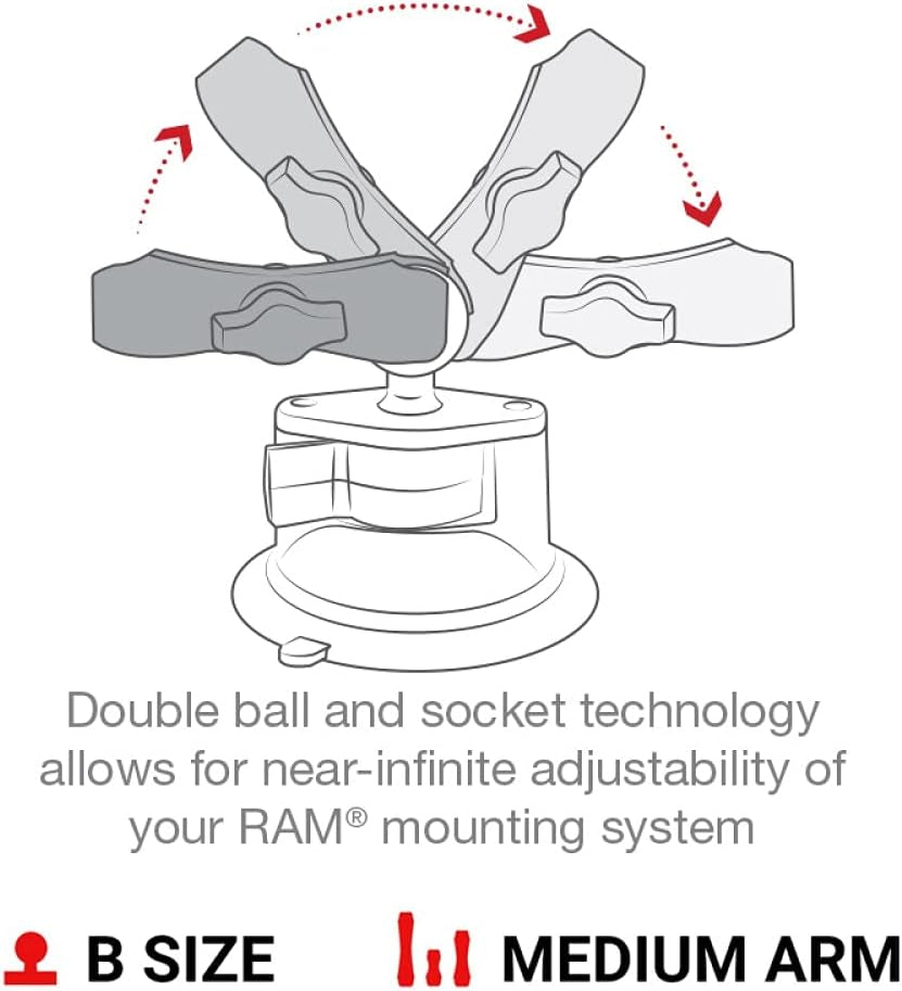 X-Grip Large Phone Mount with RAM Twist-Lock Suction Cup Base and Medium Arm for Vehicle Windshields, Model RAM-B-166-UN10U